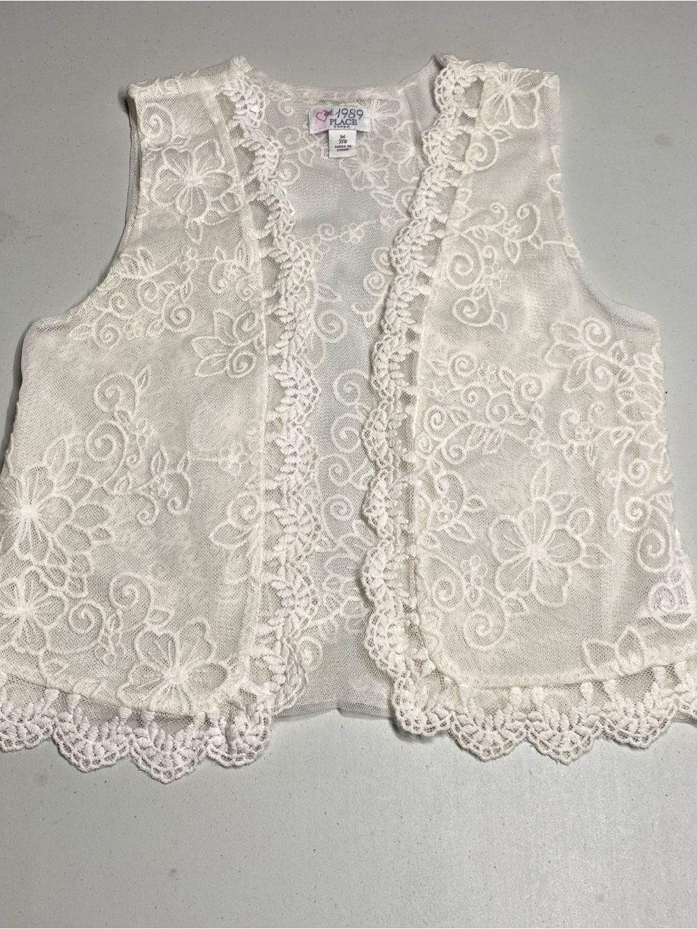 Girls White Lace Vest by